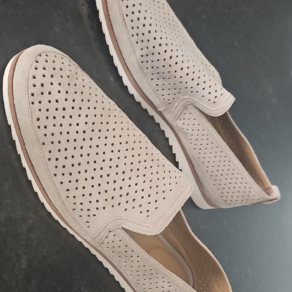 Franco Sarto Beige Perforated Loafers